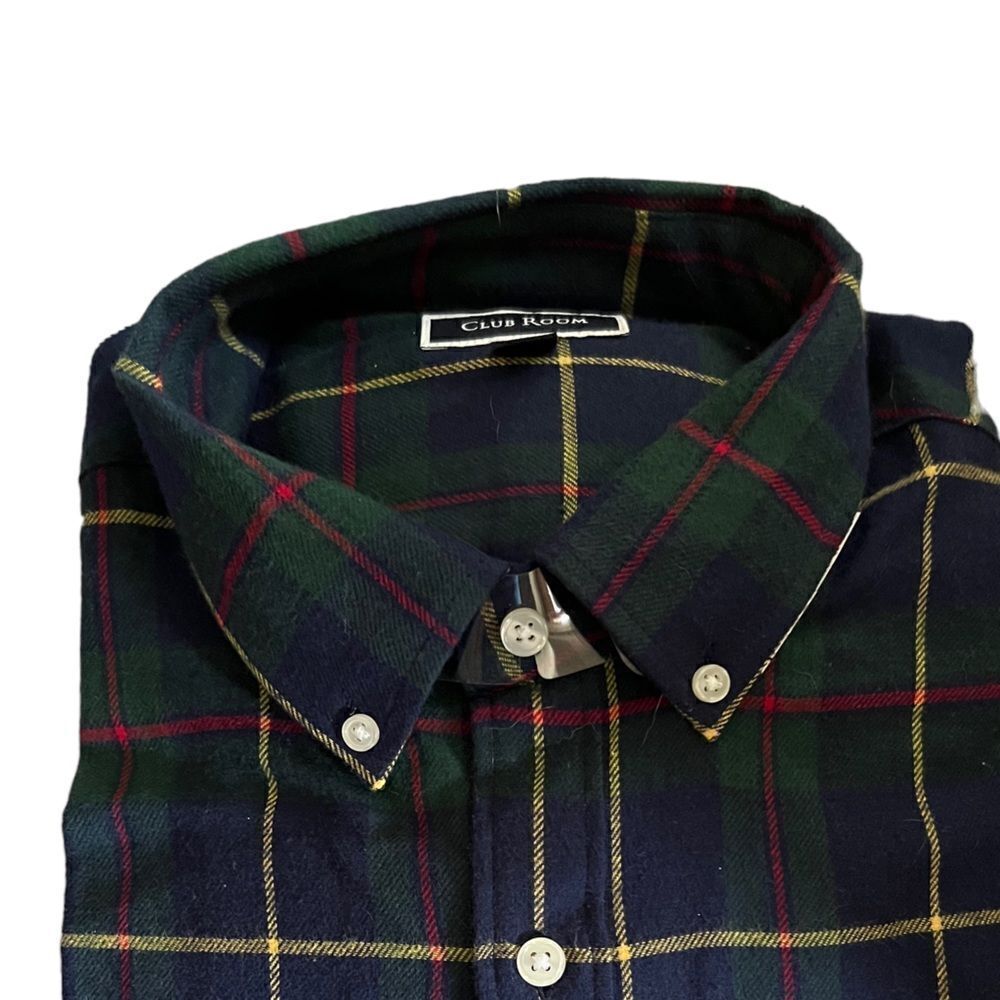 Club Room Men’s XL Blue Plaid Flannel Shirt‎ NWT Long Sleeve Regular Fit Cotton